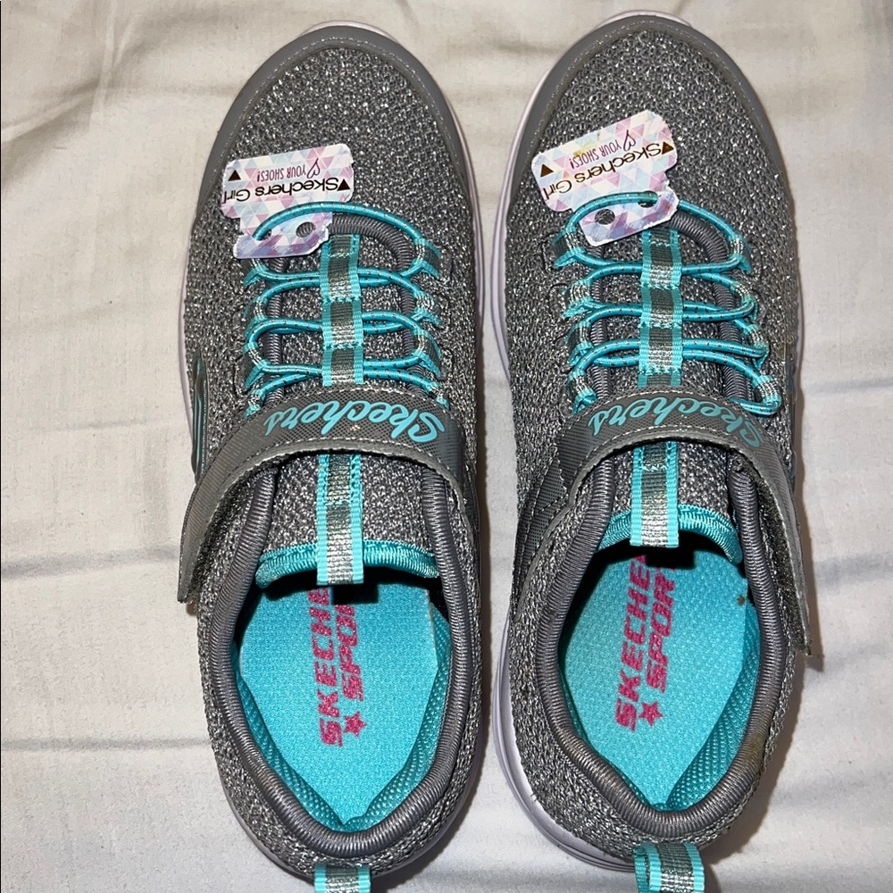 Skechers Charcoal and Aqua Athletic Shoes
